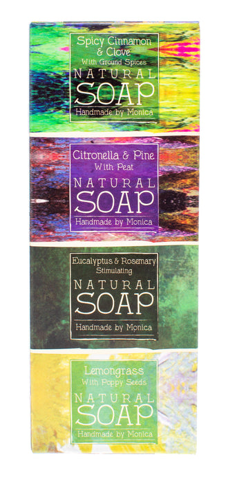 selection of natural soaps in a gift box